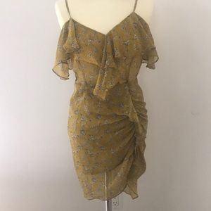 Ruffled yellow print dress